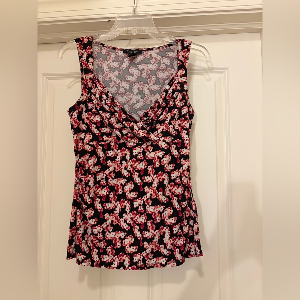 White House Black Market Black Floral V-Neck Camisole